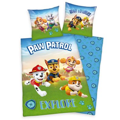 Paw Patrol Explore Wende Bettwäsche Set 2 tlg.135x200cm 80x80cm