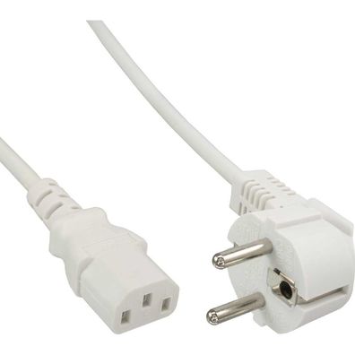 InLine® 16647W Netzkabel, Schutzkontakt gewinkelt auf Kaltgerätestecker C13, 0,3m,