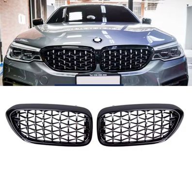 Diamanten Nieren Schwarz Hochglanz Chrom für BMW 5er G30 G31