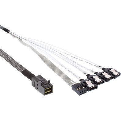InLine® 27630A Mini SAS HD Kabel, SFF-8643 zu 4x SATA + Sideband, 0,5m
