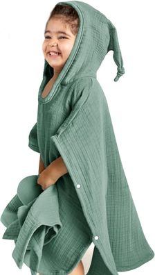 Lulumoon Badeponcho Kinder Kapuzenhandtuch Baby-100% Musselin Baumwolle mantel