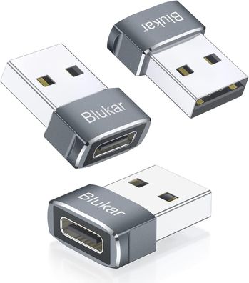 Blukar USB C Buchse auf Stecker Adapter [3 Stück] USB A Netzteil Ladegerät