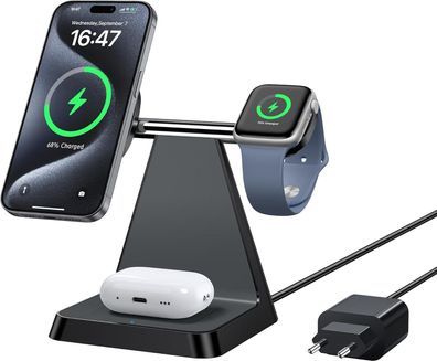 Mag-Safe Ladegerät Für iPhone Wireless Charger: 3 in 1 Mag-Safe Ladestation