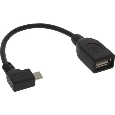 InLine® 31606W Micro-USB OTG Adapterkabel, Micro-B Stecker gewinkelt an USB A