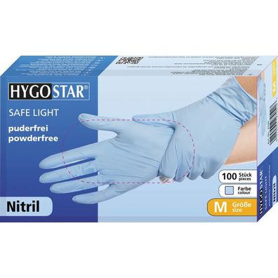 Hygostar 2706 Nitrilhandschuhe Safe Light blau Gr. 7/S puderfrei