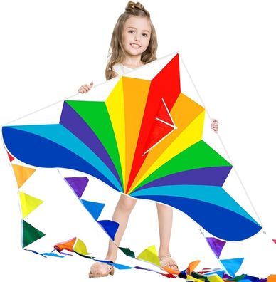 Flying Hoofer Regenbogen Delta Drachen Flugdrachen für Kinder und Erwachsene