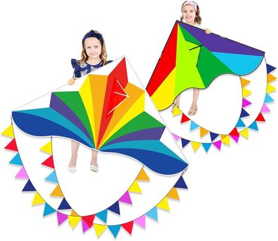 Flying Hoofer 2 Pack Regenbogen Delta Drachen Flugdrachen für Kinder& Erwachsene