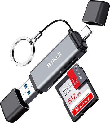 SD Kartenleser Beikell Dual Stecker USB 3.0/USB C Kartenlesegerät Highspeed OTG