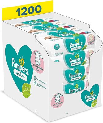 Pampers Sensitive Baby Feuchttücher 15 Packungen Ohne Duft 1200 Feuchttücher