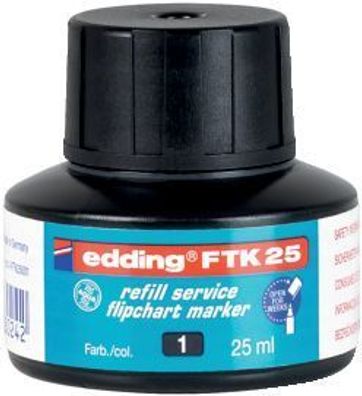 Edding 4-FTK25001 FTK 25 Nachfülltusche - für Flipchartmarker, 25 ml, schwarz