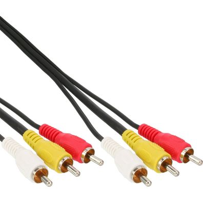 InLine® 89601 Cinch Kabel, Audio/Video 3x Cinch, Stecker / Stecker, 1,5m