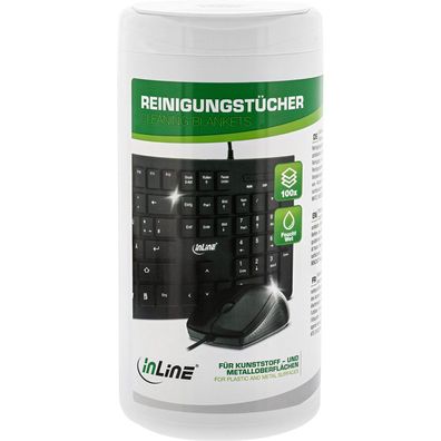 InLine® 43200 Reinigungstücher, feuchte Computerreinigungstücher, 100 Stück