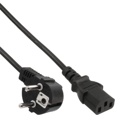 InLine® 16651M Netzkabel, Schutzkontakt gewinkelt auf Kaltgerätestecker C13, 0,5m