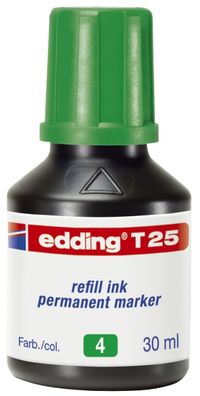 Edding 4-T25004 T 25 Nachfülltinte - für Permanentmarker, 30 ml, grün