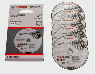 Bosch Trennscheibe Expert for Inox 76 x 1 x 10 mm 5 Stück GWS12V-76 2608601520