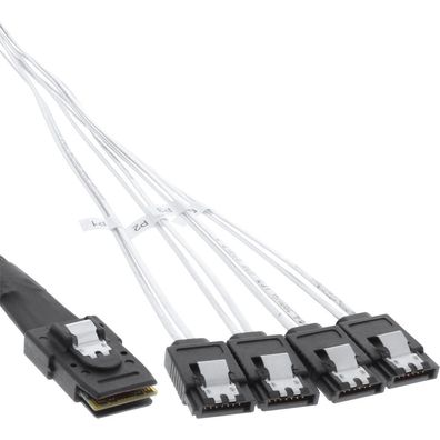 InLine® 27610C SAS Anschlusskabel, Mini SAS SFF8087 an 4x SATA, Crossover, OCF, 0,5m