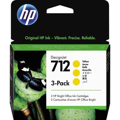 HP 3ED79A HP 712 (3ED79A) gelb Druckerpatronen, 3er-Set