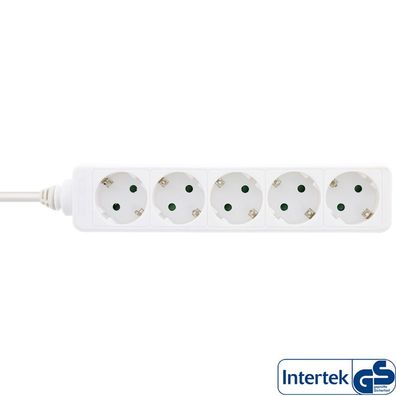 InLine® 16451F Steckdosenleiste, 5-fach Schutzkontakt 1,5m, weiß
