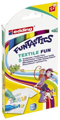 Edding 4-17-5 Textilmarker Fun Set Funtastics - 2-3 mm, 5 Farben