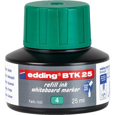 Edding 4-BTK25004 BTK 25 Nachfülltusche - für Boardmarker, 25 ml, grün