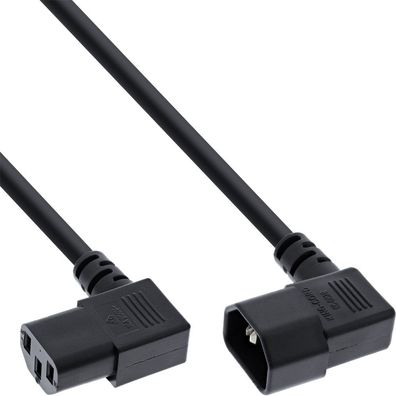 InLine® 16605A Netzkabel Kaltgeräteverlängerung, C13 auf C14, 0,4m 90° abgewinkelt