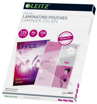 Leitz 33808 33808 Folientasche - A4, glänzend, 125 mym, 100 Stück