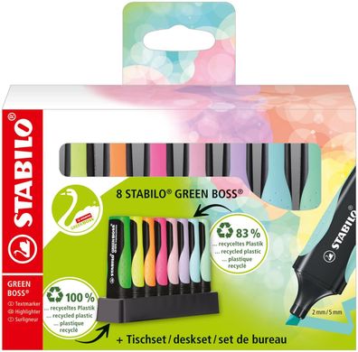 Stabilo 1523280 Stabilo Textmarker GREEN BOSS Pastel, 8er Tischset