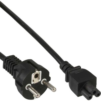 InLine® 16656K Netzkabel für Notebook, 3pol Kupplung, schwarz, 3m