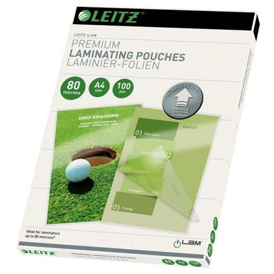 Leitz 7478-00-00 Laminierfolie UDT - A4, glänzend, 80 mym, 100 Stück