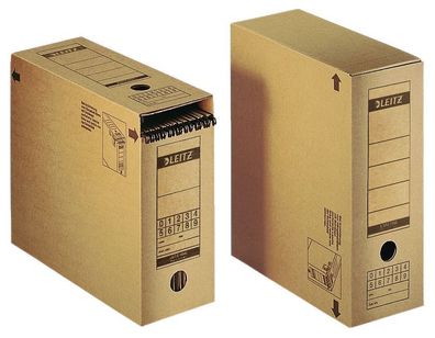 Leitz 6086-00-00 6086 Archiv-Schachtel, A4, mit Verschlussklappe, naturbraun