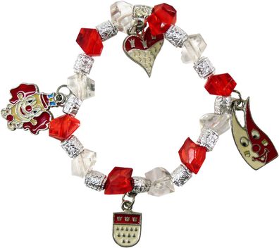 Bettelarmband Köln Kölnarmband m schönen Anhängern rot weiß Karneval Fasching
