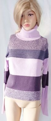 Damen Pullover mit Rollkragen gestreift und langem Arm