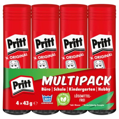 Pritt 9H PK8MP Pritt Klebestifte Multipack, 4 x 43g, 9H PK8MP