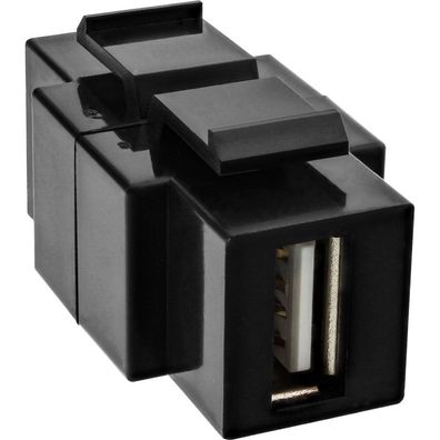 InLine® 76201T USB 2.0 Snap-In Einsatz, USB A Buchse/ B Buchse, schwarzes Gehäuse