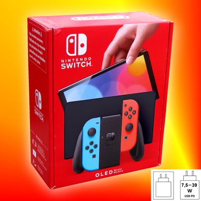 Nintendo Switch OLED Konsole 64GB WLAN LAN USB, Neon-Rot/Neon-Blau