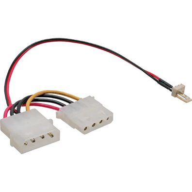 InLine® 33344A Lüfter Adapterkabel, 3pol Lüfter an 4pol Netzteil 12V, 0,3m