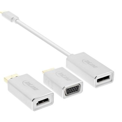 InLine® USB Display Konverter Set 6-in-1, USB Typ-C Stecker zu DisplayPort Buchse,