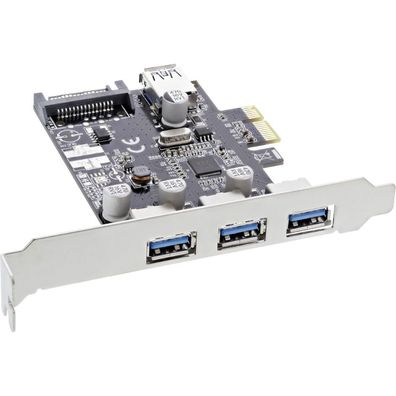 InLine® Schnittstellenkarte, 3x+1x USB 3.0, PCIe, mit SATA Stromanschluss, inkl