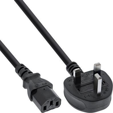 InLine® 16652E Netzkabel, Netzstecker England auf Kaltgerätestecker C13, 1,8m