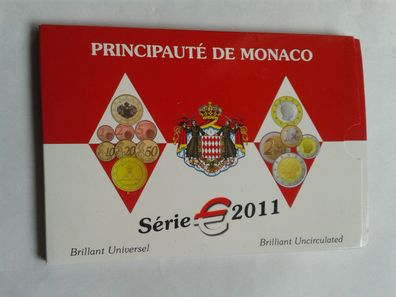 Original KMS 2011 Monaco stempelglanz mit 2 euro 2011 Monaco Hochzeit - im Folder