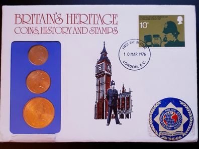 Numisbrief England Britain`s Heritage - Coins, History and Stamps