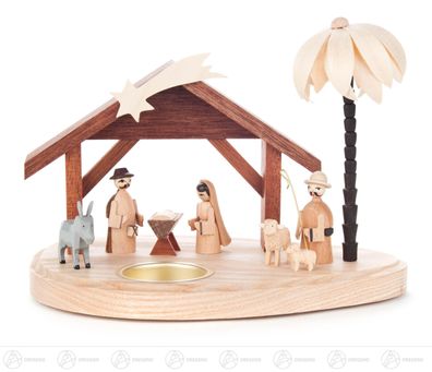 Teelichthalter mit Weihnachtskrippe BxHxT 19,5 cmx14 cmx13,5 cm NEU Erzgebirge