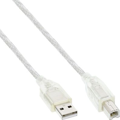 InLine® 34550T USB 2.0 Kabel, A an B, transparent, 10m