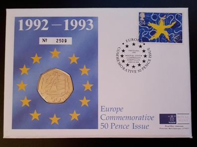 Numisbrief England Europe Commemorative 50 Pence Issue