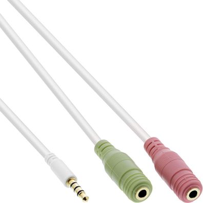 InLine® 99301W Audio Headset Adapterkabel, 3,5mm Klinke Stecker 4pol. an 2x 3,5mm
