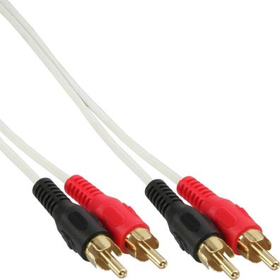 InLine® 89933W Cinch Kabel, 2x Cinch, Stecker / Stecker, weiß / gold, 2m