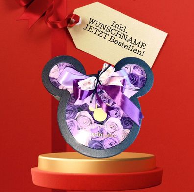 Geschenk Blumen/Box Mickey Mous in Schwarz Lila|inkl. Wunschname inkl. Gratis Versand