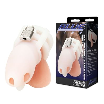 BLUE LINE C&B GEAR Silicone Cock Cage small w. ball devider wht