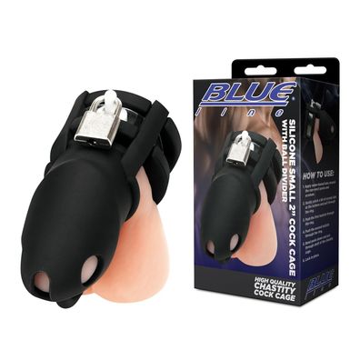 BLUE LINE C&B GEAR Silicone Cock Cage small w. ball devider blk