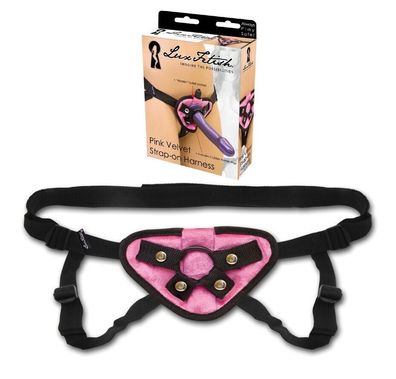 LUX FETISH Pink Velvet Strap-On Harness